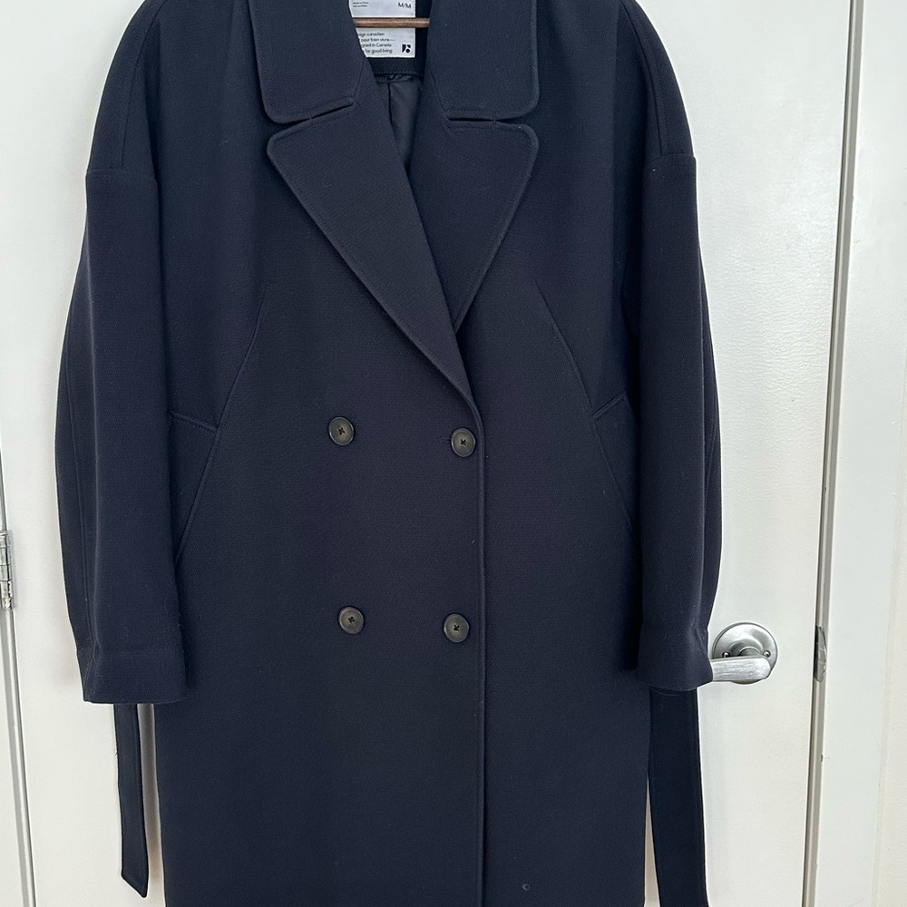 Frank and Oak Women’s Double-Breasted Navy Coat